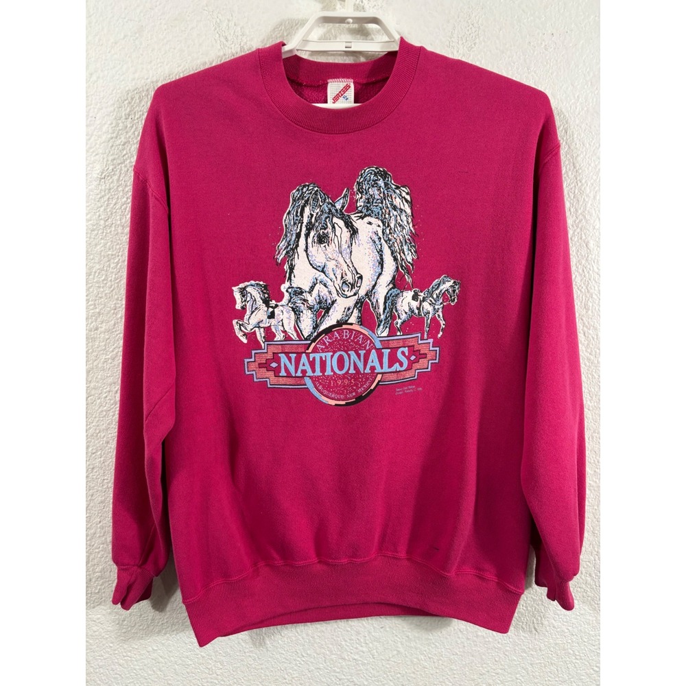 Vintage Jerzees 1995 Arabian Nationals Horse Sweatshirt Pink fits like a Large